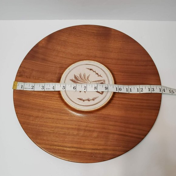 Pigeon Forge Pottery Tile Wood Tray, Vintage Mid Century, Wheat Sheaf, Signed TN - Picture 6 of 8